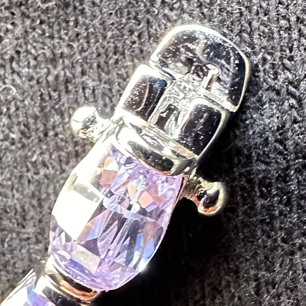 Lab-made Amethyst and Sterling Silver Bracelet - Picture 5 of 11